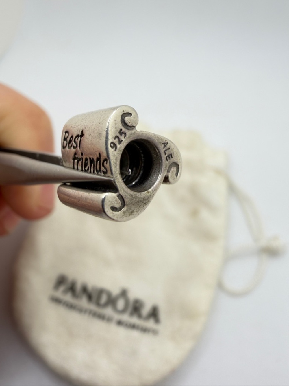 Retired Best Friends PANDORA ALE 925 Sterling Silver Scroll Bead Charm - Picture 4 of 8